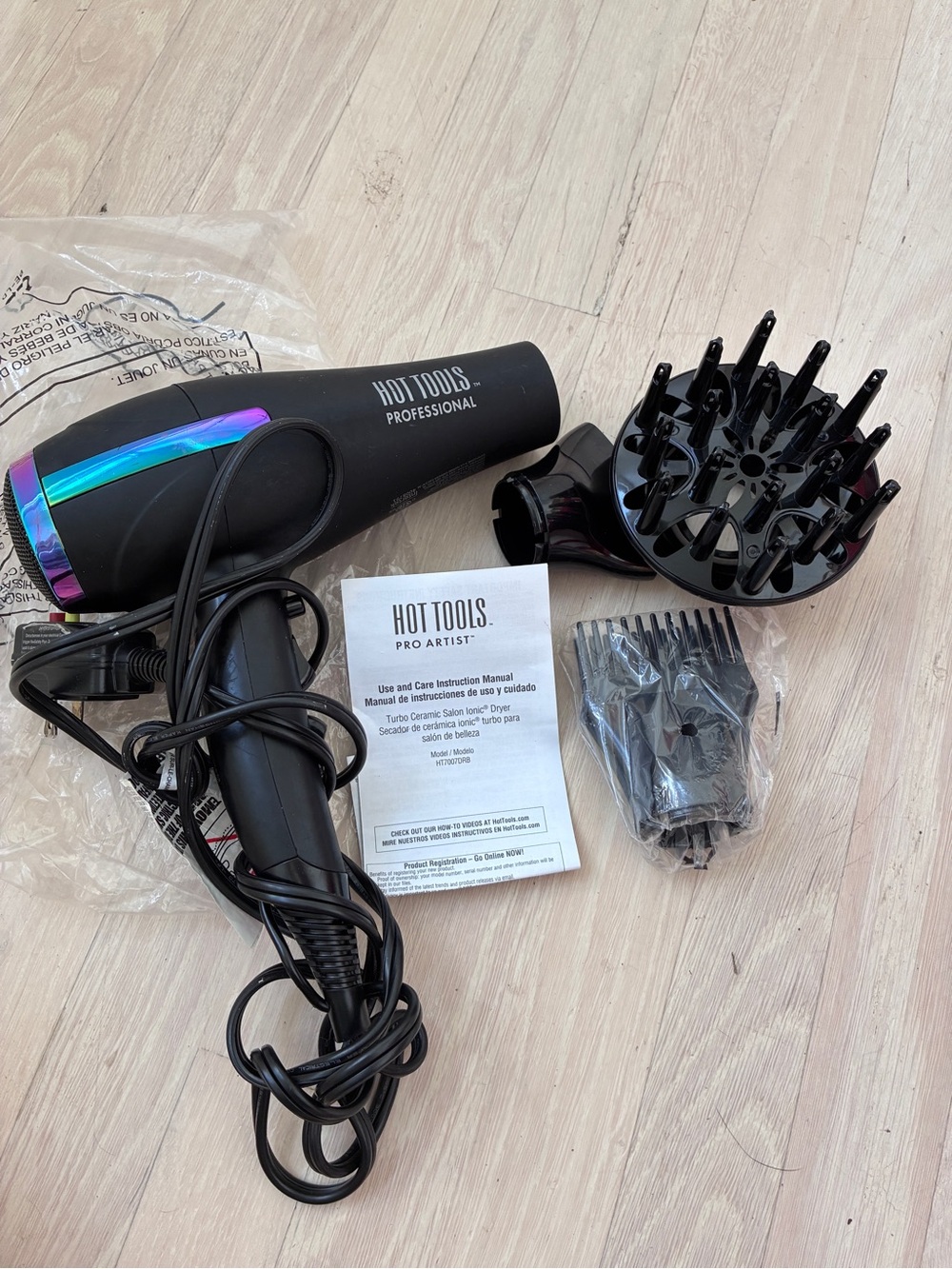 Hot Tools Professional Hair Dryer with Diffuser and Attachments